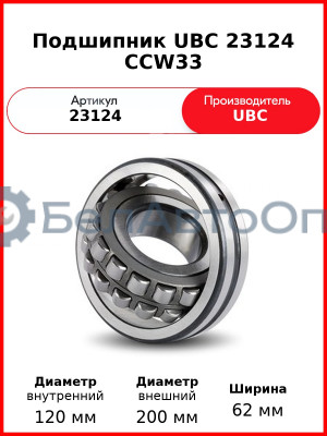 Подшипник UBC 23124 CCW33