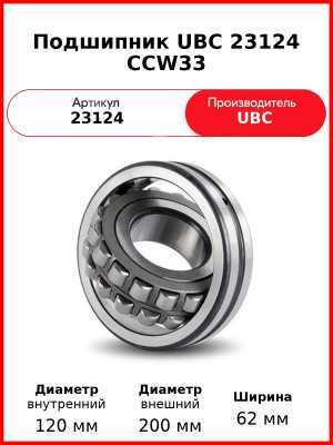 Подшипник UBC 23124 CCW33