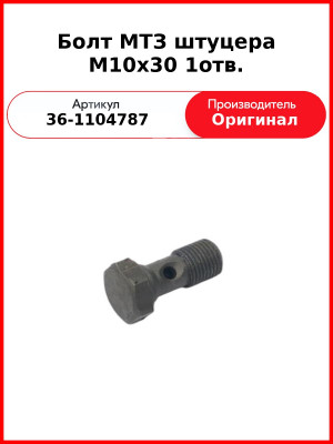 Болт-штуцер на форсунке Д-243 (МТЗ-82), Д-260 (МТЗ-1221, Амкодор)  ММЗ  36-1104787