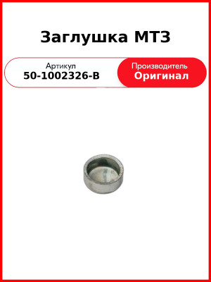 Заглушка блока (маленькая) РК 5г, МТЗ-82, Д-260 (МТЗ-1221,-1523, Амкодор-342)  ММЗ  50-1002326-В