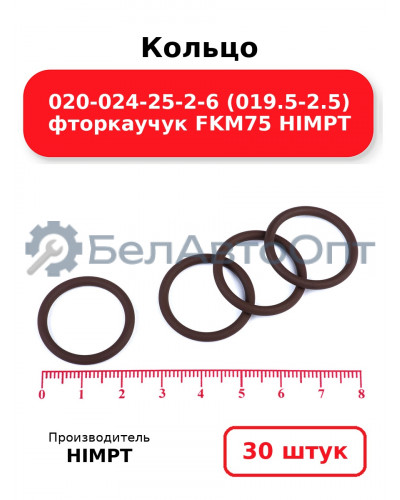 Кольцо 020-024-25-2-6 (019.5-2.5) фторкаучук FKM75 HIMPT. Комплект 30(шт.)