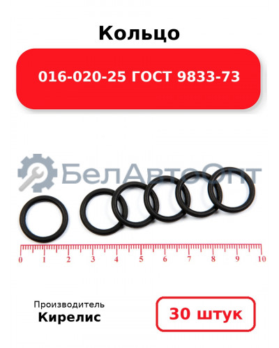 Кольцо 016-020-25 ГОСТ 9833-73. Комплект 30(шт.)