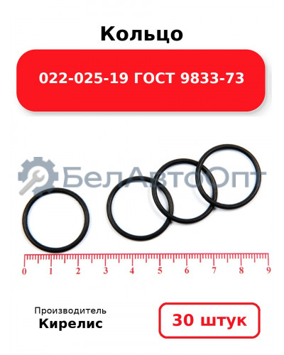 Кольцо 022-025-19 ГОСТ 9833-73. Комплект 30(шт.)