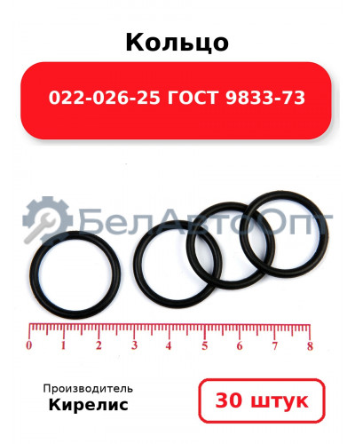 Кольцо 022-026-25 ГОСТ 9833-73. Комплект 30(шт.)
