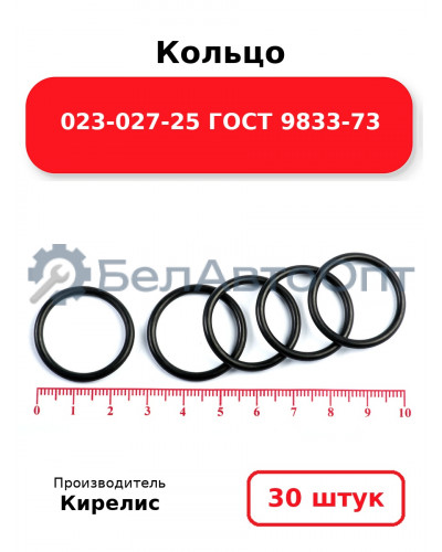 Кольцо 023-027-25 ГОСТ 9833-73. Комплект 30(шт.)