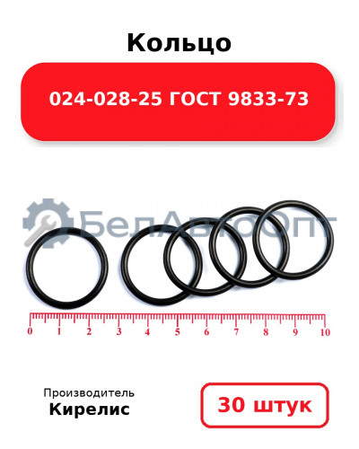 Кольцо 024-028-25 ГОСТ 9833-73. Комплект 30(шт.)