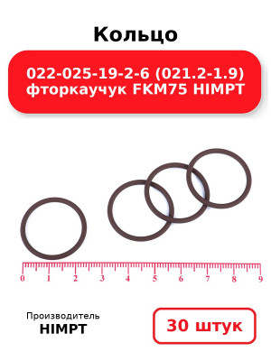 Кольцо 022-025-19-2-6 (021.2-1.9) фторкаучук FKM75 HIMPT. Комплект 30(шт.)