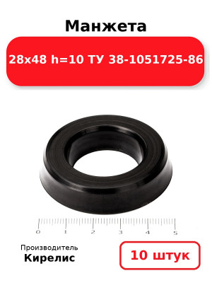 Манжета 28х48  h=10  ТУ 38-1051725-86. Комплект 10(шт.)