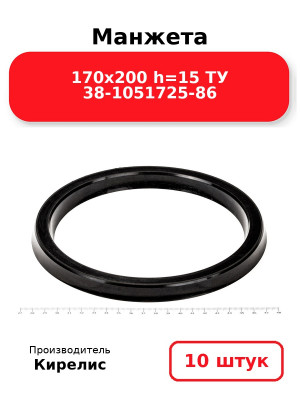 Манжета 170х200  h=15  ТУ 38-1051725-86. Комплект 10(шт.)